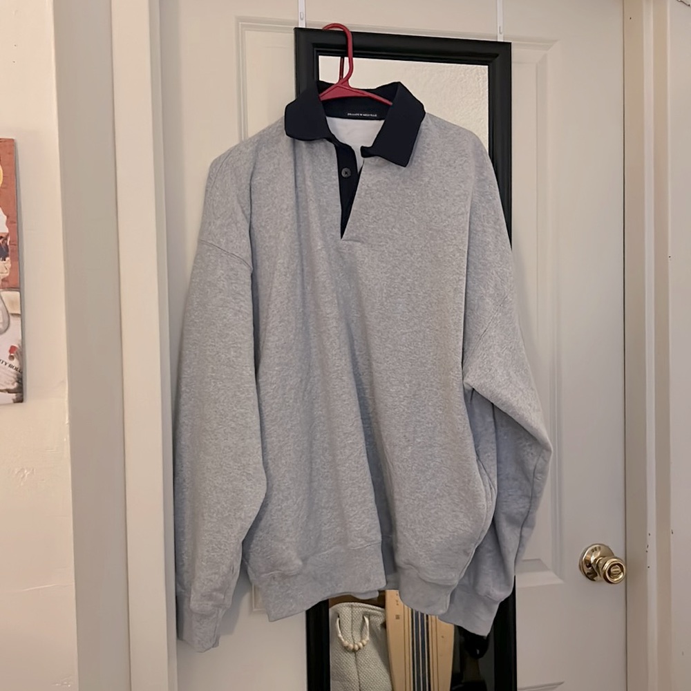 Gray Brandy Melville button up crew neck